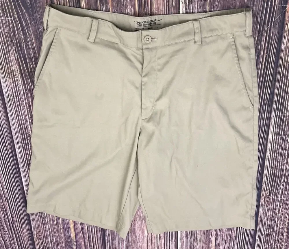Nike Golf Tour Performance Dri-Fit Shorts Mens 32 Beige Chino Pockets